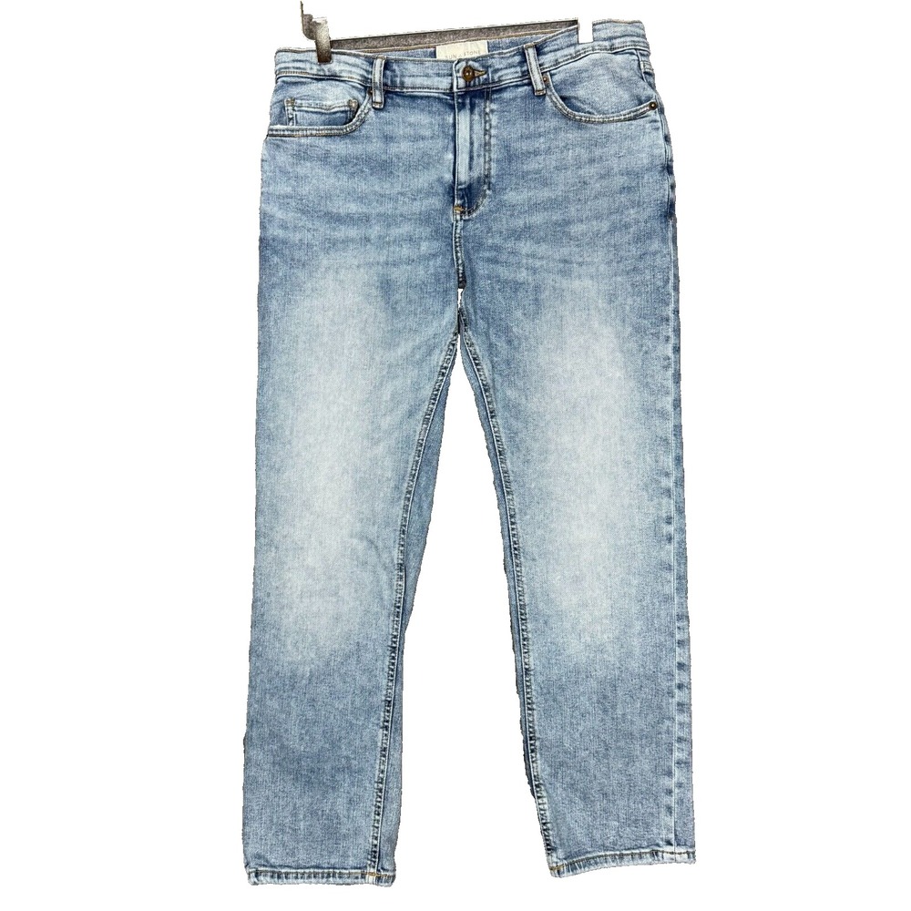 Sun + Stone Jeans Mens 33x30 Fits 34x28 Blue Straight Light Wash Cotton Stretch